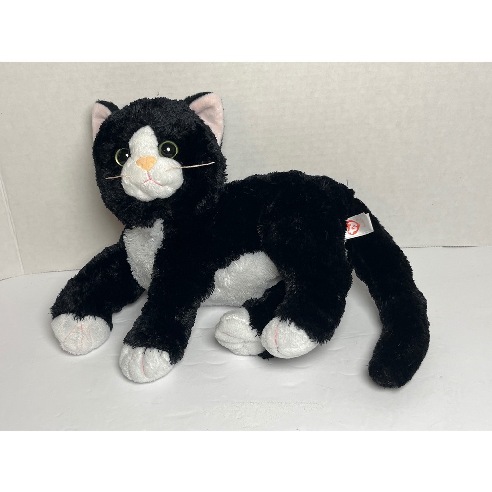 Ty Classic SHADOW Tuxedo Cat Black White Plush Stuffed Animal Green Eyes 2015